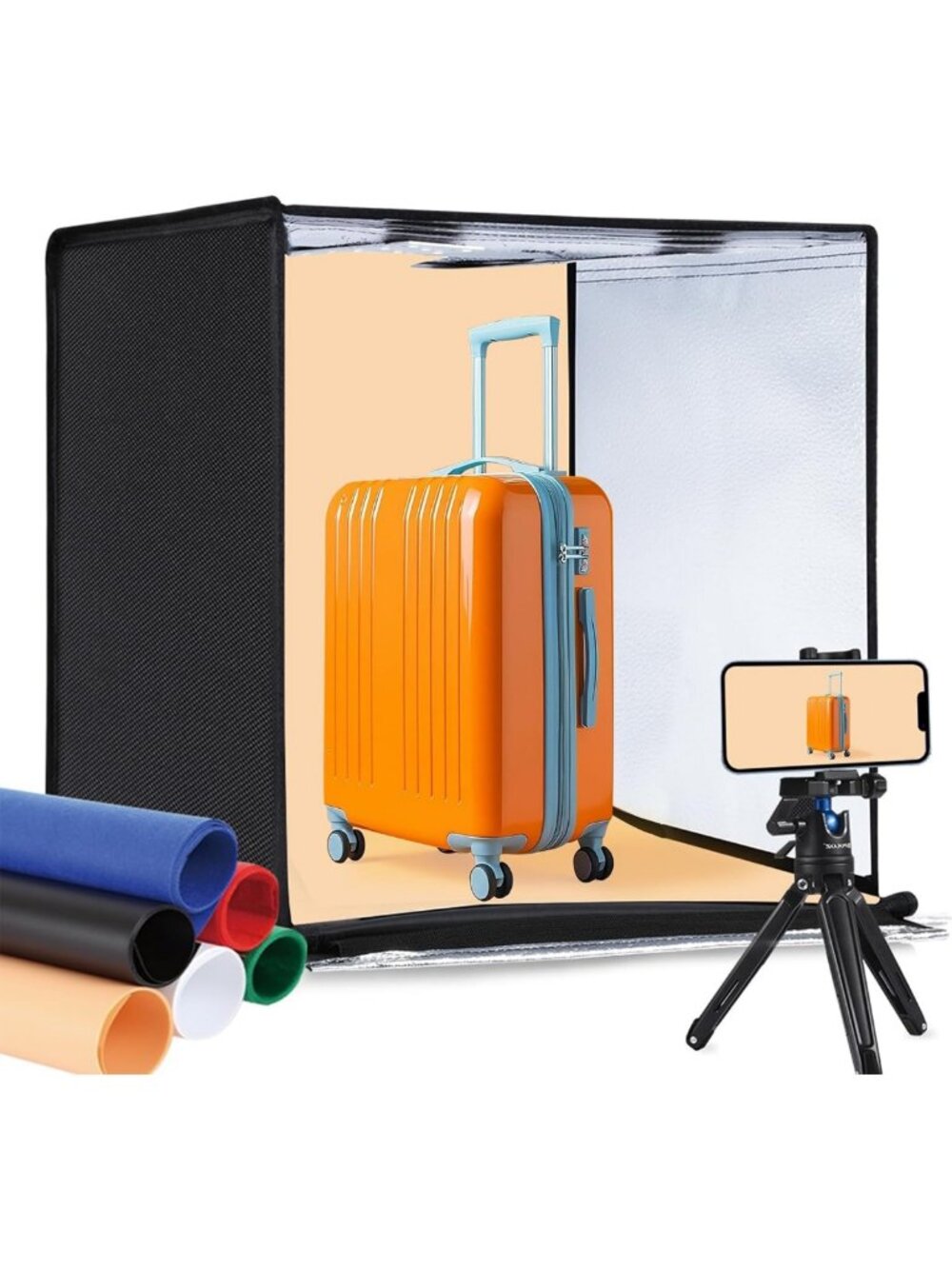 Portable 24x24" Photo Studio Light Box with 120 LED Lights & 6 Backdrops for